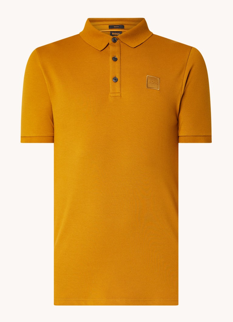 Polo HUGO BOSS Passenger slim fit em piqué de algodão com logotipo.