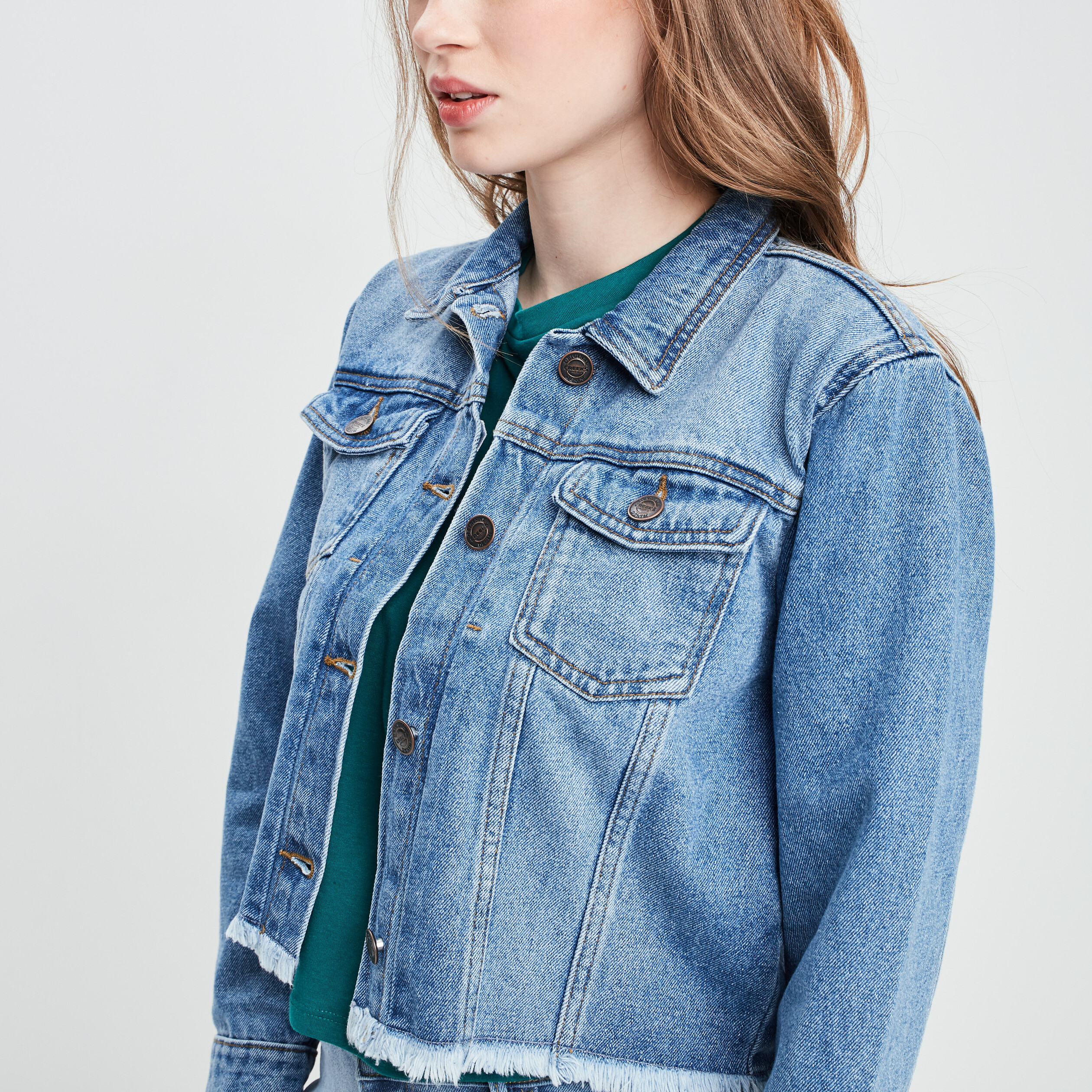 Veste droite en jean denim double stone femme | La Halle