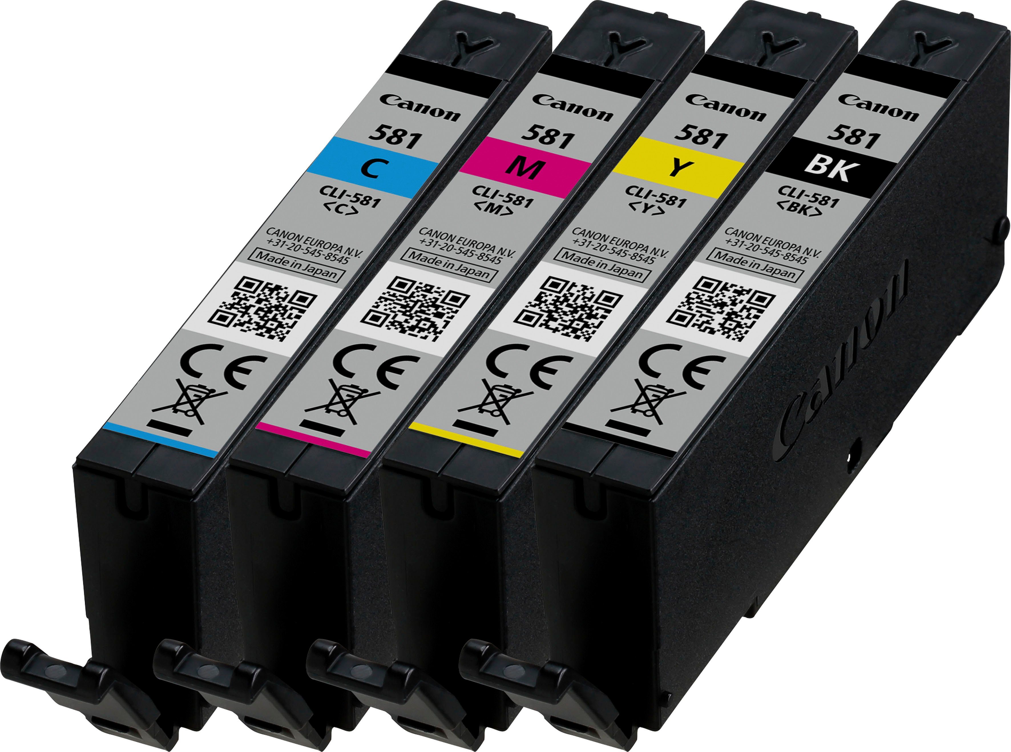 Canon CLI-581 Tintenpatrone (Spar-Set, original Druckerpatrone 581 schwarz/cyan/magenta/yellow)