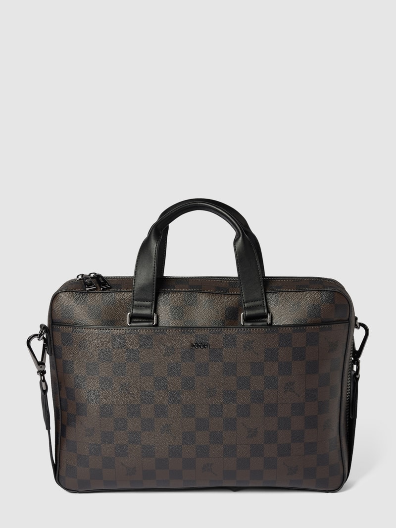 Laptoptasche mit Allover-Muster Modell 'cortina' in dunkelbraun