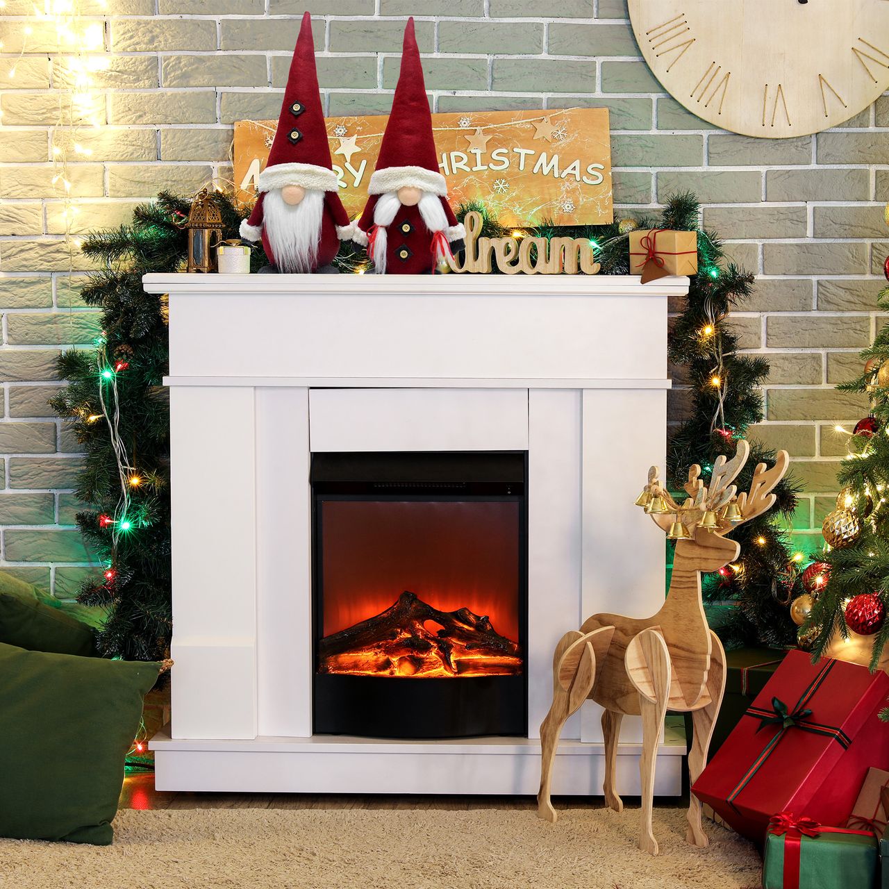 Lemodo 2er Set Wichtel 50 cm hoch, Weihnachtswichtel Duo in weihnachtlichem Rot