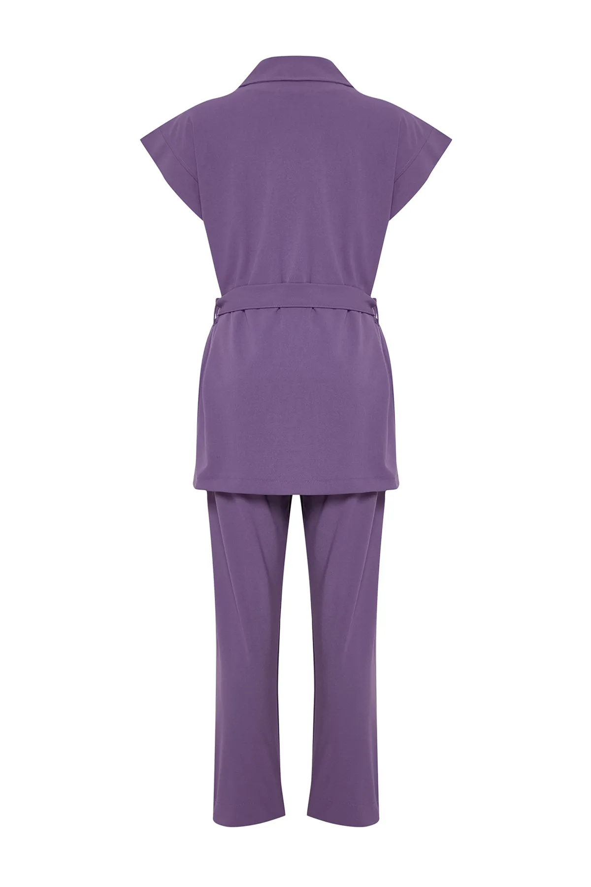 Trendyol Modest  Lila-goldener Strickanzug mit Weste und Hose und Knöpfen TCTAW22US0062