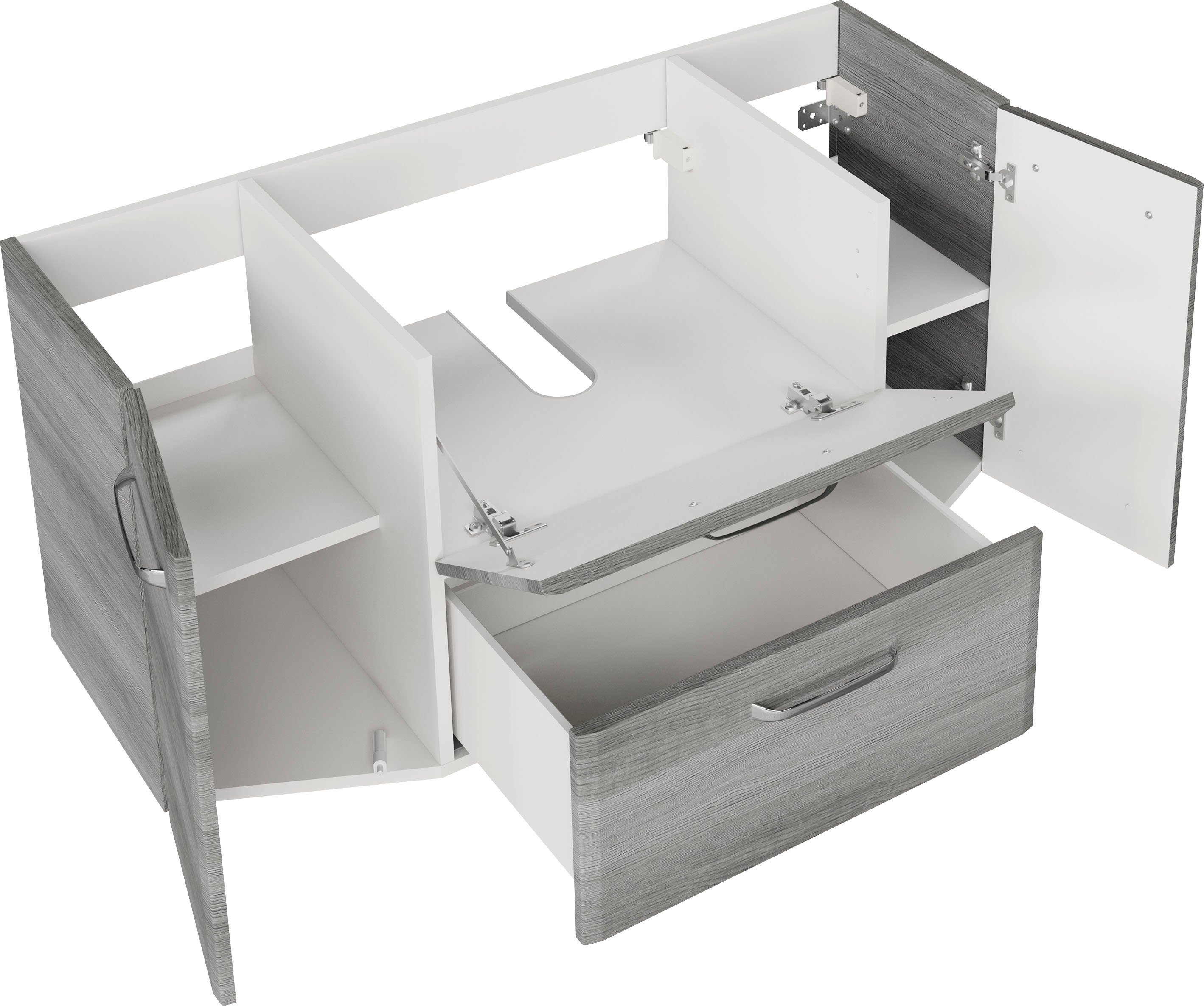 PELIPAL Badmöbel-Set Quickset 328, (2-St), Spiegelschrank inkl. LED-Beleuchtung, Waschtisch-Kombination