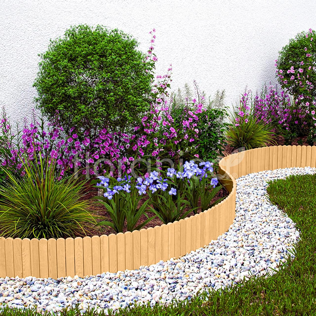 Pemicont Rollborder Flexibler Holzzaun Rolborder Beeteinfassung Rasenkante Gartenzaun