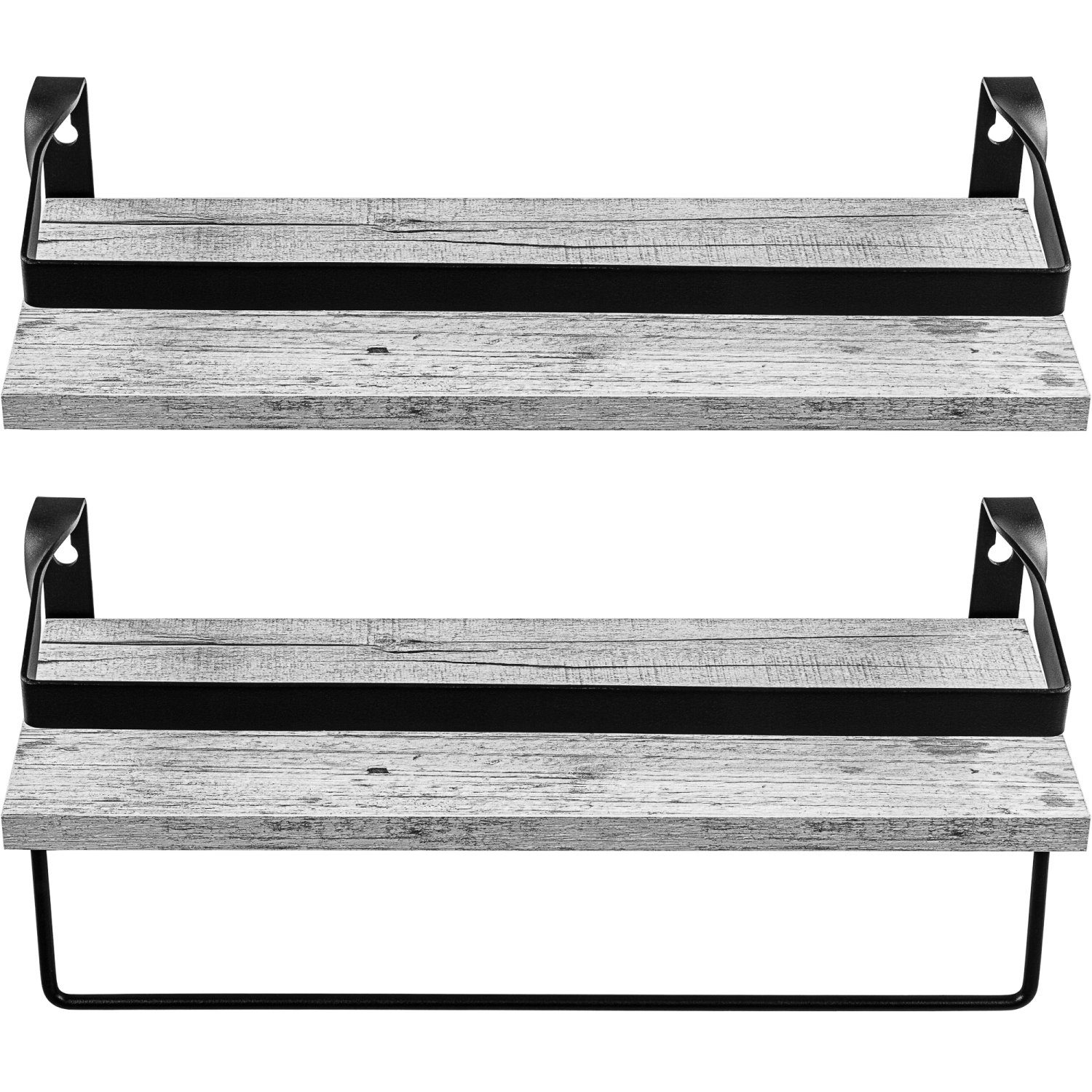 STILISTA Wandregal Küchenregal Wandboard Schweberegal Badregal, Set, Hängeregal, Volato Duo, 2er Set, mit Handtuchalter, Farbwahl