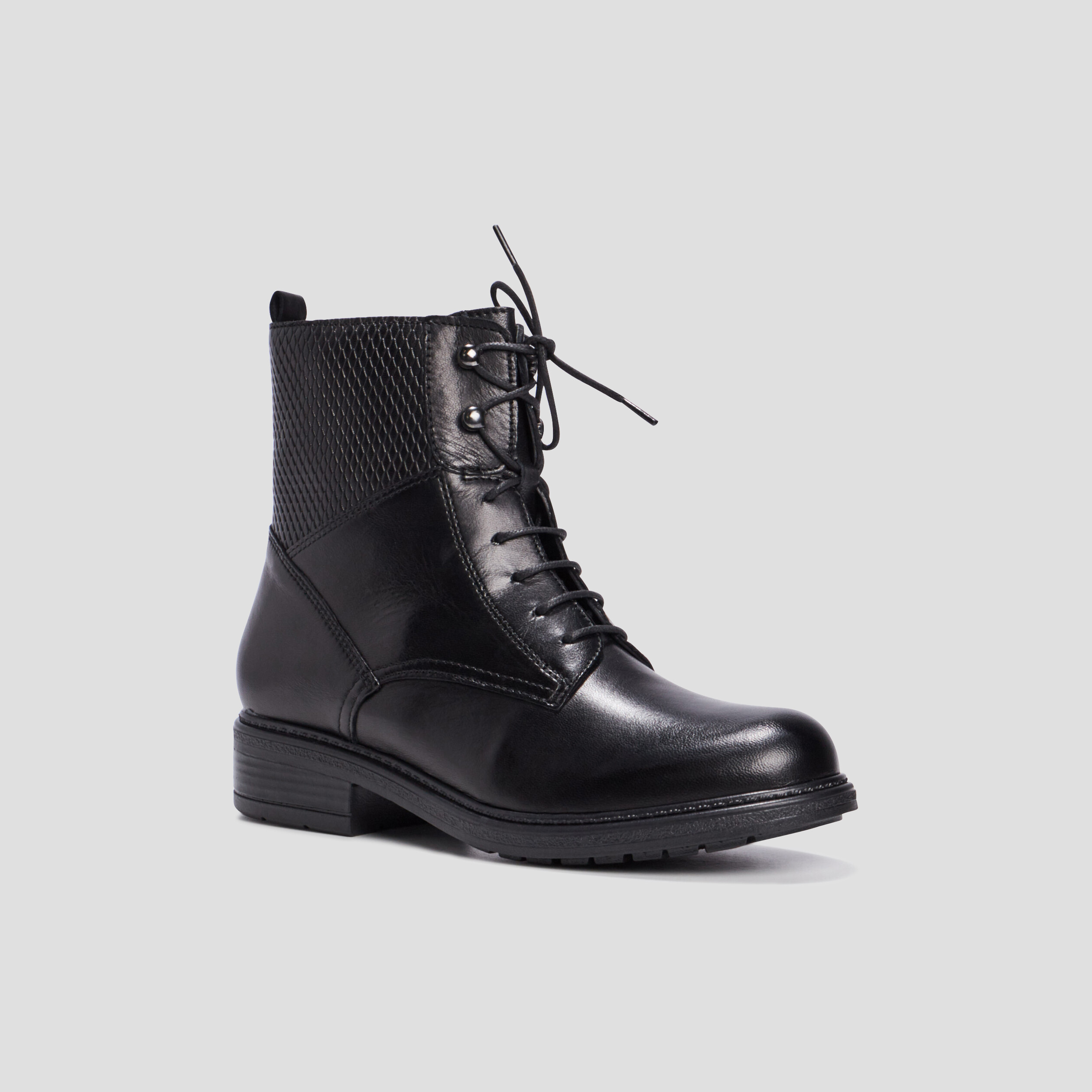 Bottines en cuir zippées à lacets noir fille | La Halle