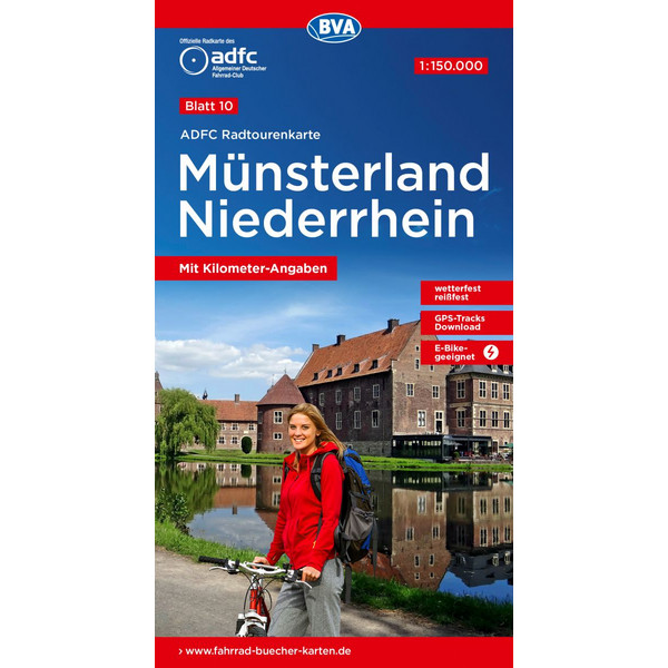 ADFC-RADTOURENKARTE 10 MÜNSTERLAND NIEDERRHEIN 1:150.000 - Fahrradkarte
