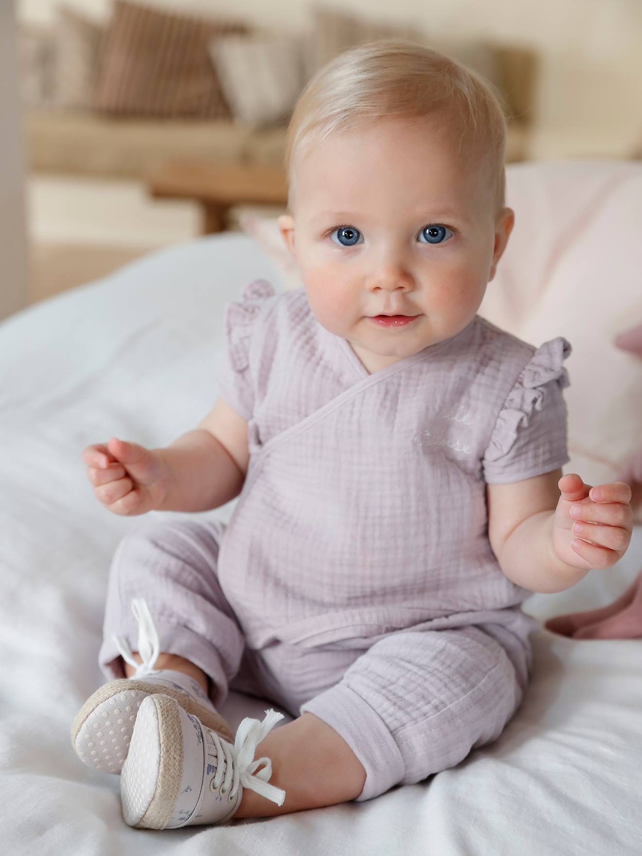 Vertbaudet Baby Wickeljacke aus Musselin - violett
