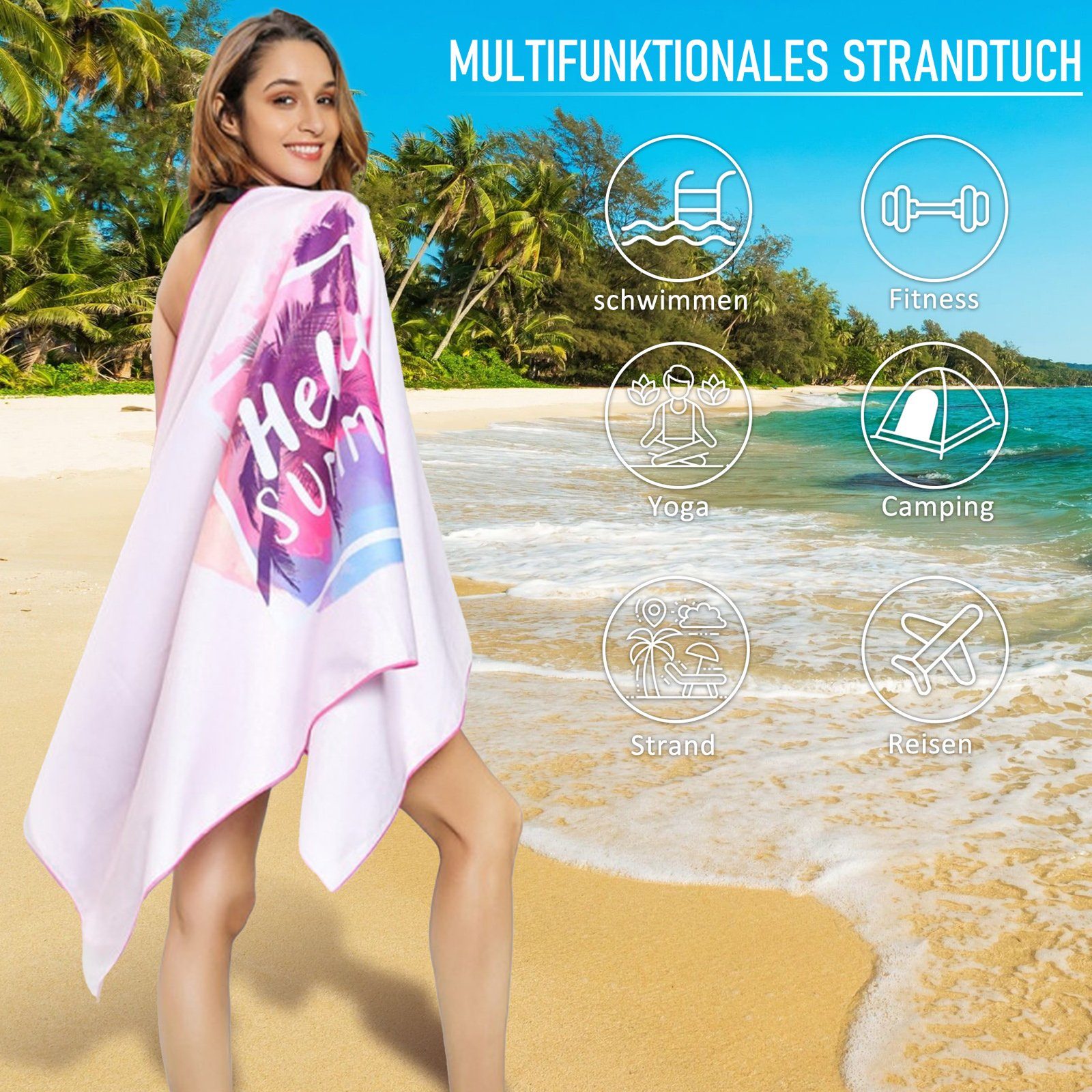 CALIYO Strandtuch Strandtuch Mikrofaser Saunatuch Handtuch,Leichtes und Dünnes Tragbares, Mikrofaser, Mikrofaser Saunatuch,Schnell Trocknendes,Leichtes und Dünnes Tragbares
