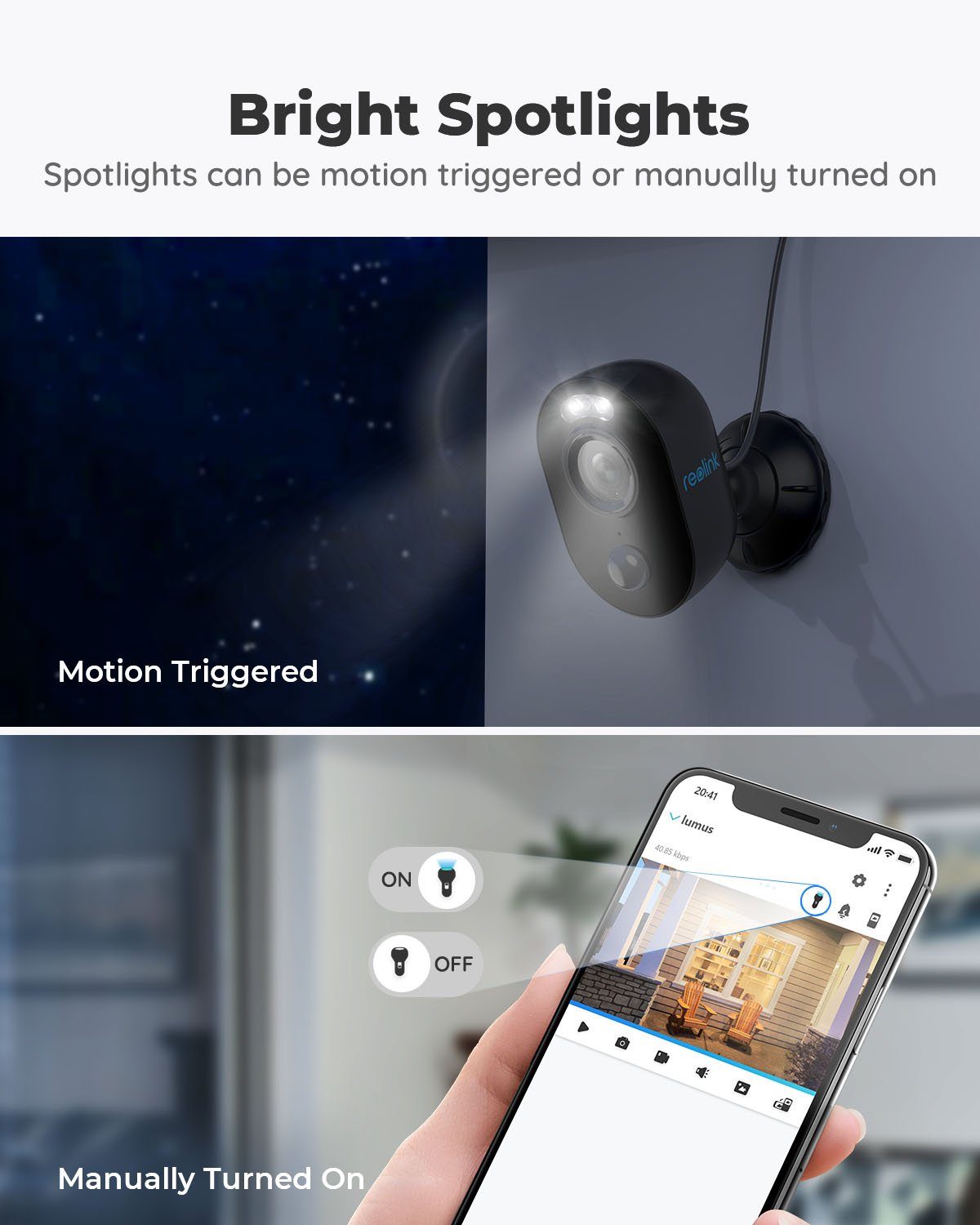 Reolink Lumus 1080P WLAN IP Überwachungskamera (Außenbereich, Innenbereich, Farbige Nachtsicht, Sirene, 2-Wege-Audio, PIR + Bewegungserkennung)
