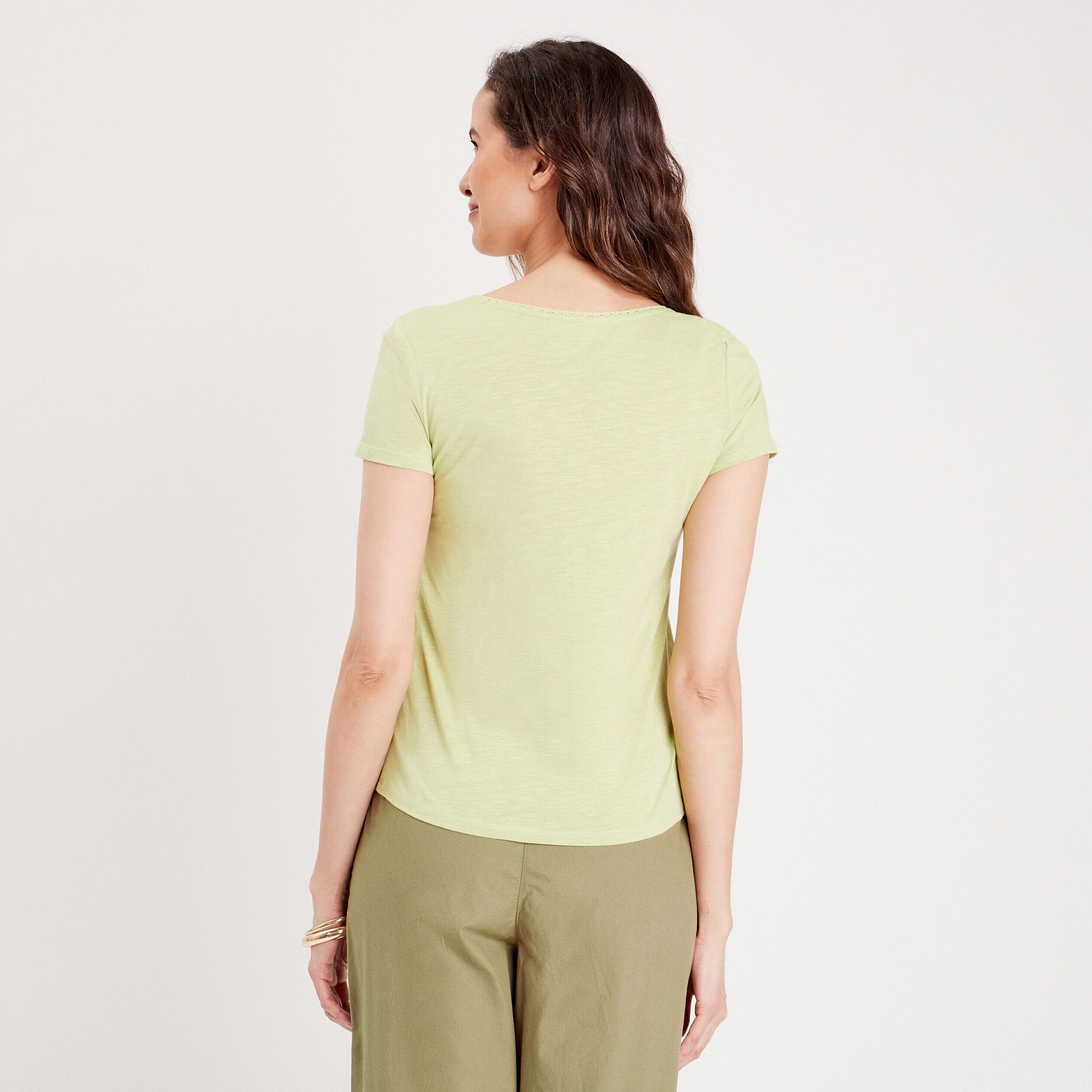 T-shirt manches courtes vert pastel femme | Cache Cache