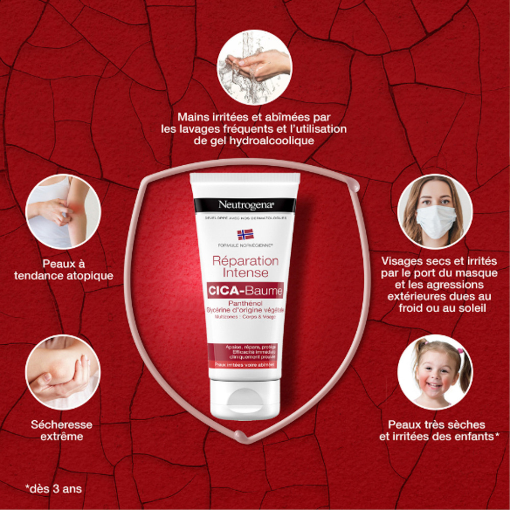 neutrogena Neutrogena Corps et Visage ® Formule Norvégienne® Réparation intense CICA-Baume Baume