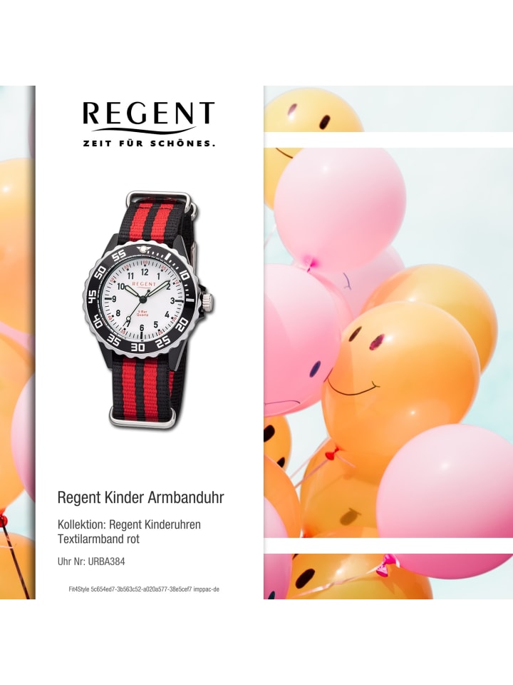 Regent Analog-Armbanduhr Regent Kinderuhren rot, schwarz mittel (ca. 35mm) günstig kaufen onesize