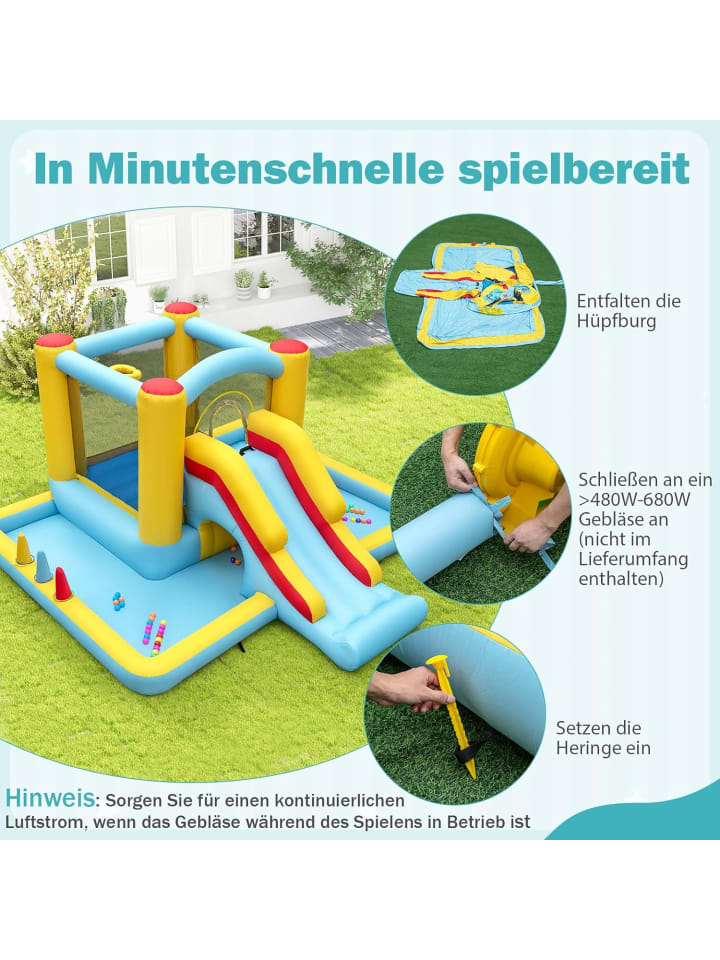 COSTWAY Hüpfburg mit Rutsche 394 x 389 x 194 cm in Bunt günstig kaufen onesize