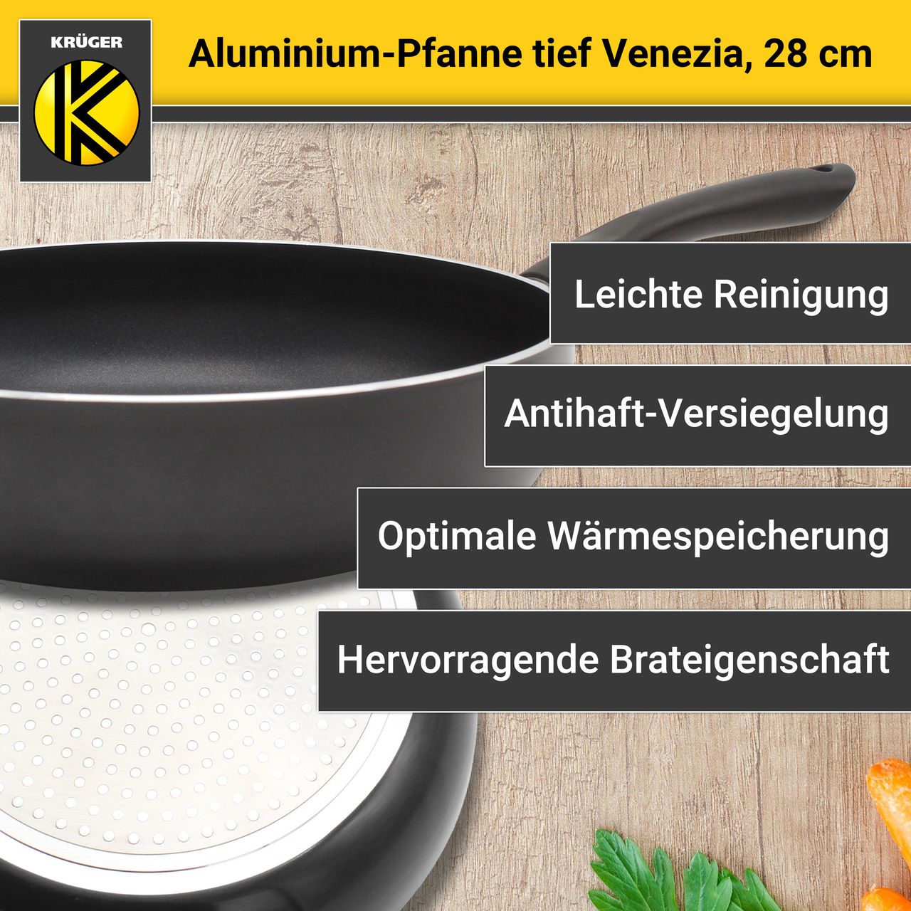 Karl Krüger Aluminium Pfanne Venezia tief, 28 cm