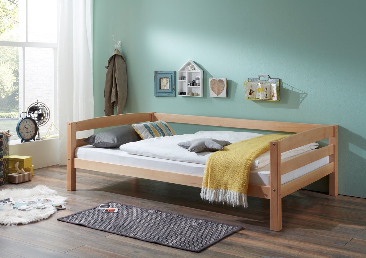 Relita Einzelbett Nora in Buche massiv, natur lackiert, Liegefläche 90x200 cm, ohne Lattenrost
