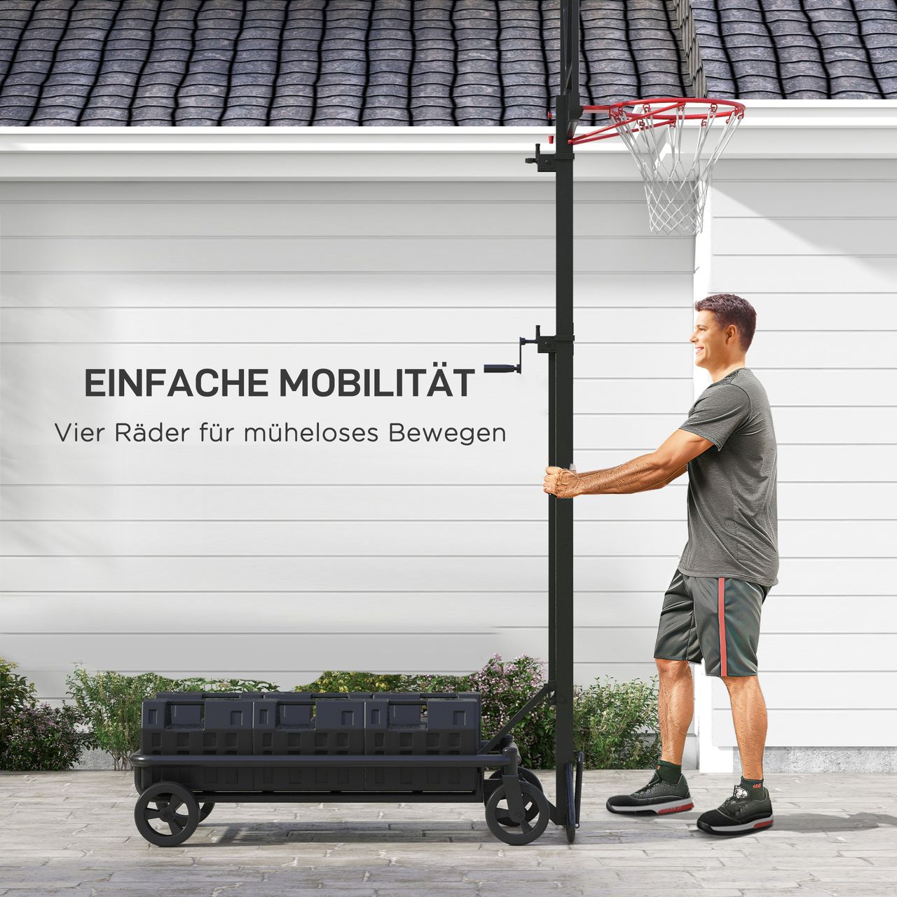 SPORTNOW SPORTNOW Basketballkorb mit Ständer, 130-310 cm klappbar Basketballständer