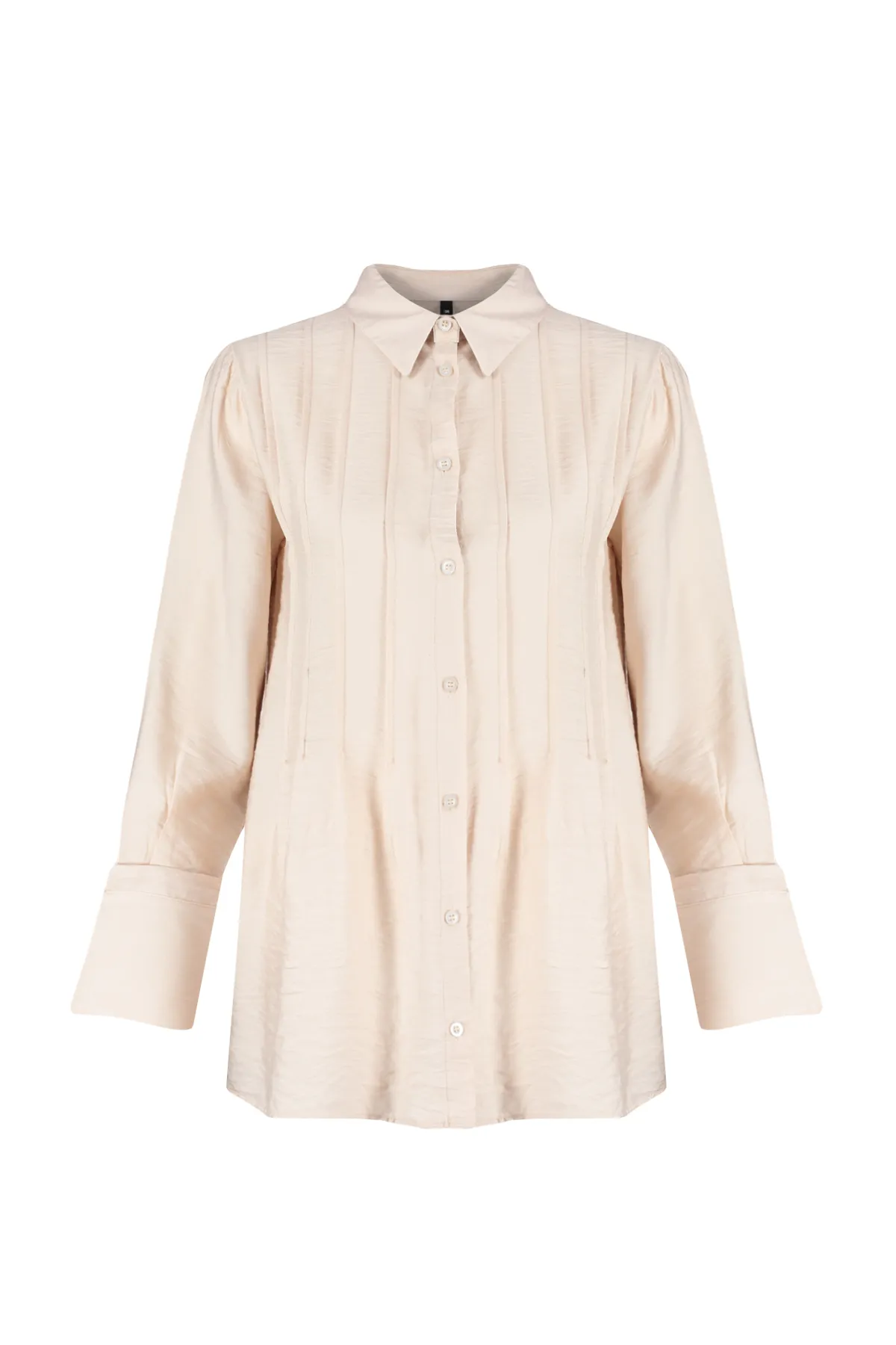 Trendyol Modest  Steinfarbenes, plissiertes Hemd mit Schnürung und detailliertem Webmuster TCTSS24TG00036