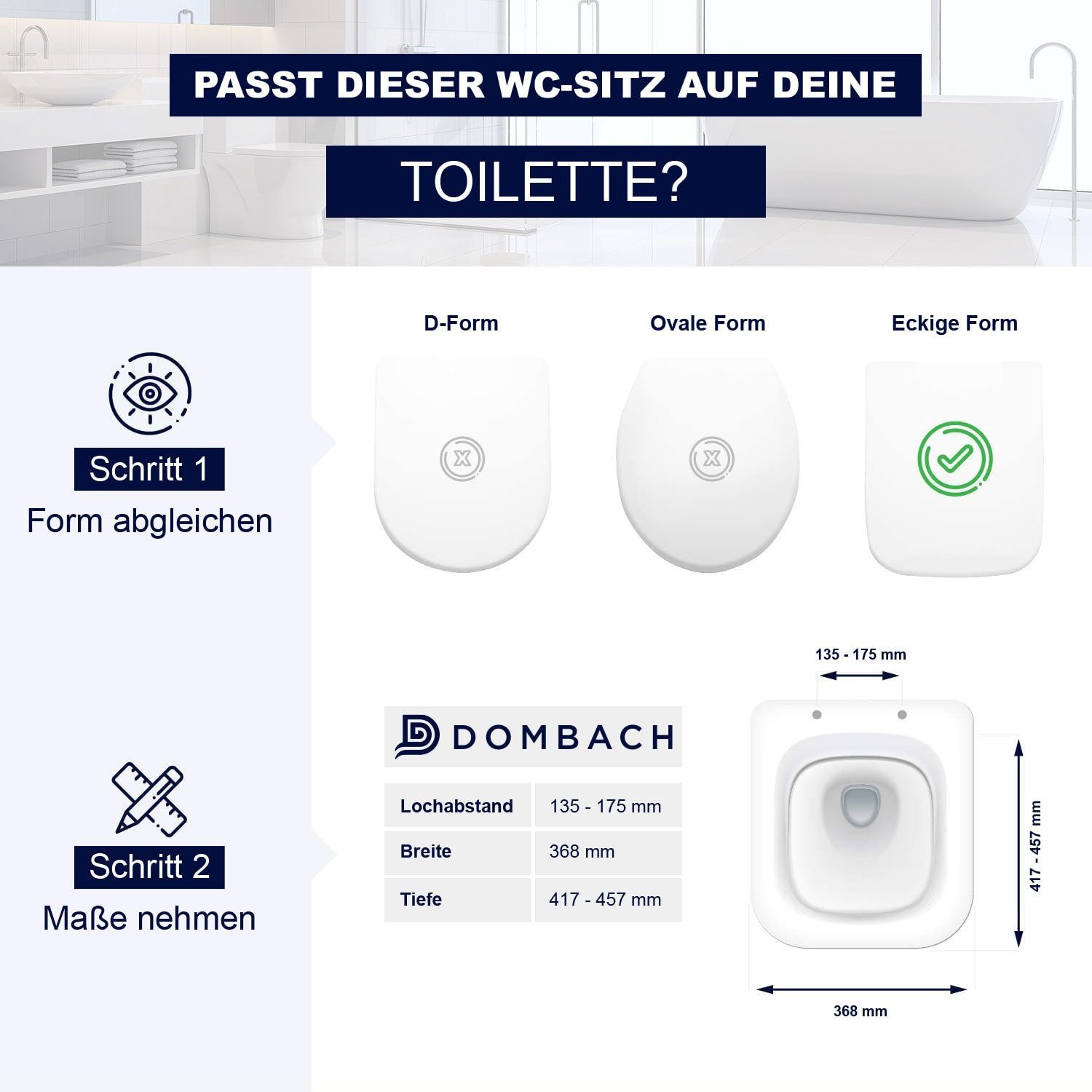 blumfeldt WC-Sitz Lamera Toilettendeckel eckige Form Absenkautomatik antibakteriell, Absenkautomatik, antibakterielle Oberfläche, Quick-Release-Funktion
