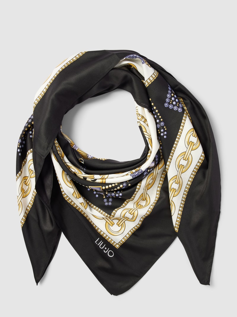 Schal mit Allover-Print Modell 'Fourlard' in schwarz