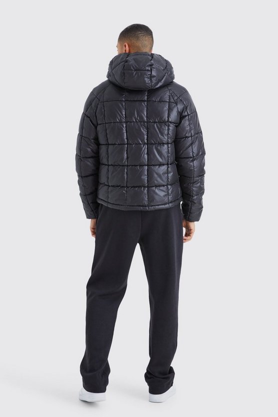 Kastige Steppjacke mit Kapuze