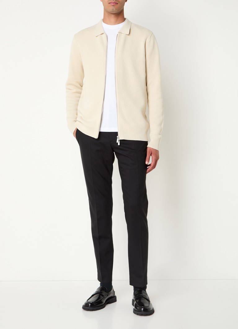 Cardigan Selected Homme Dane din bumbac organic tricotat fin, cu decolteu rotund.