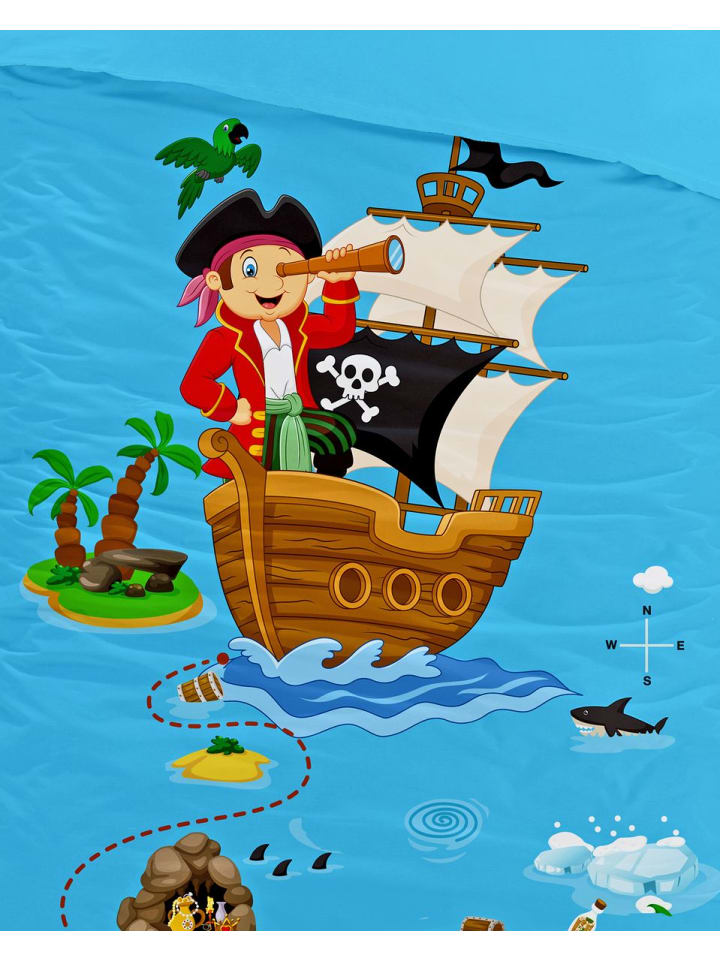 JACK 2 tlg. Renforcé Bettwäsche 100x135cm Pirat in Hellblau günstig kaufen 100x135 cm