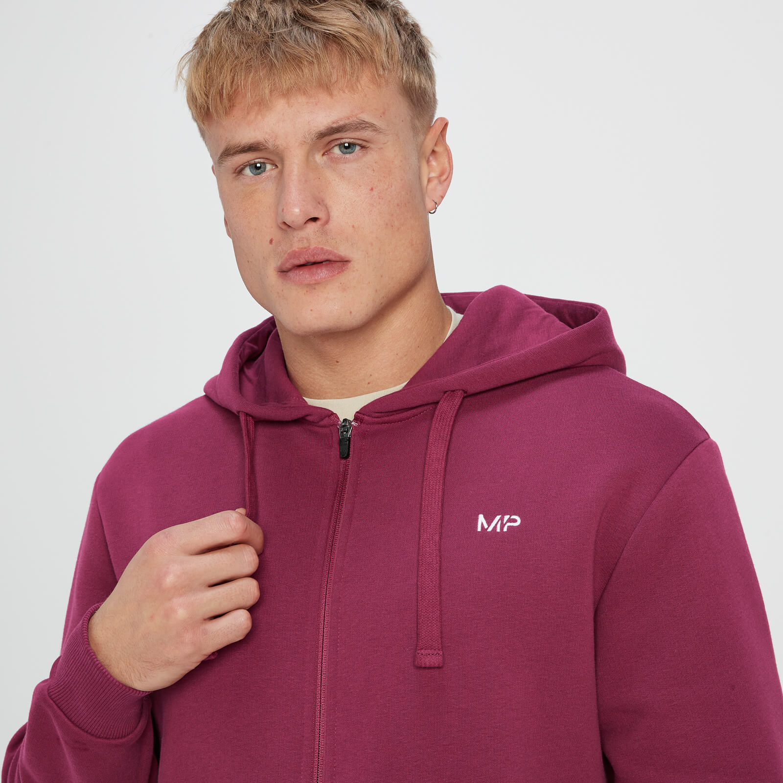 Sweat à capuche zippé MP Rest Day pour hommes – Baie rouge