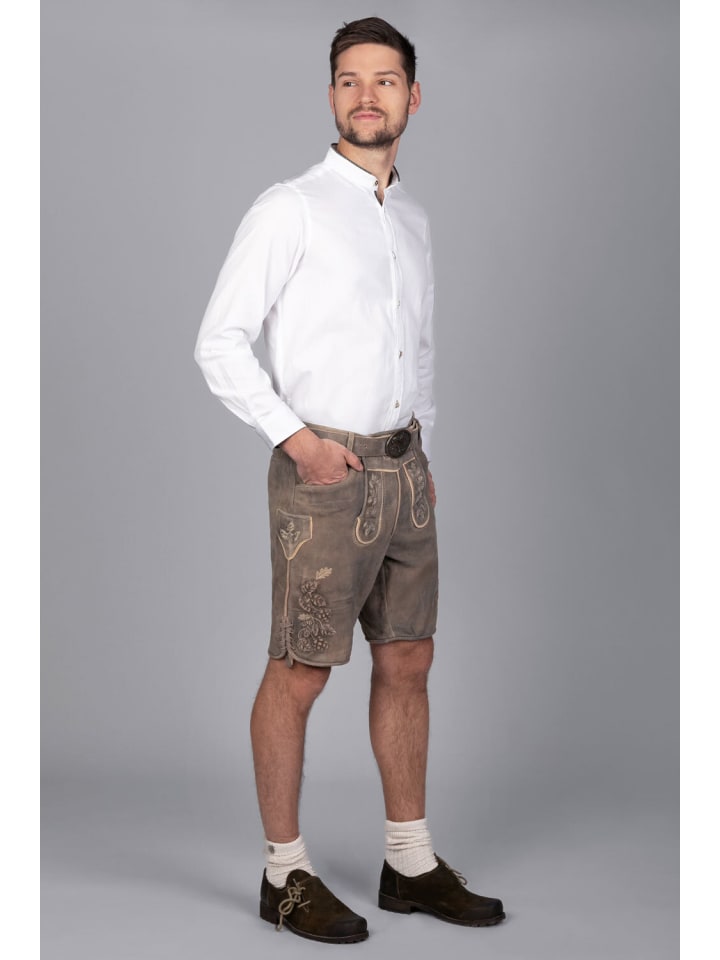 Edelnice Kurze Wildbock Lederhose Kare in grau günstig kaufen