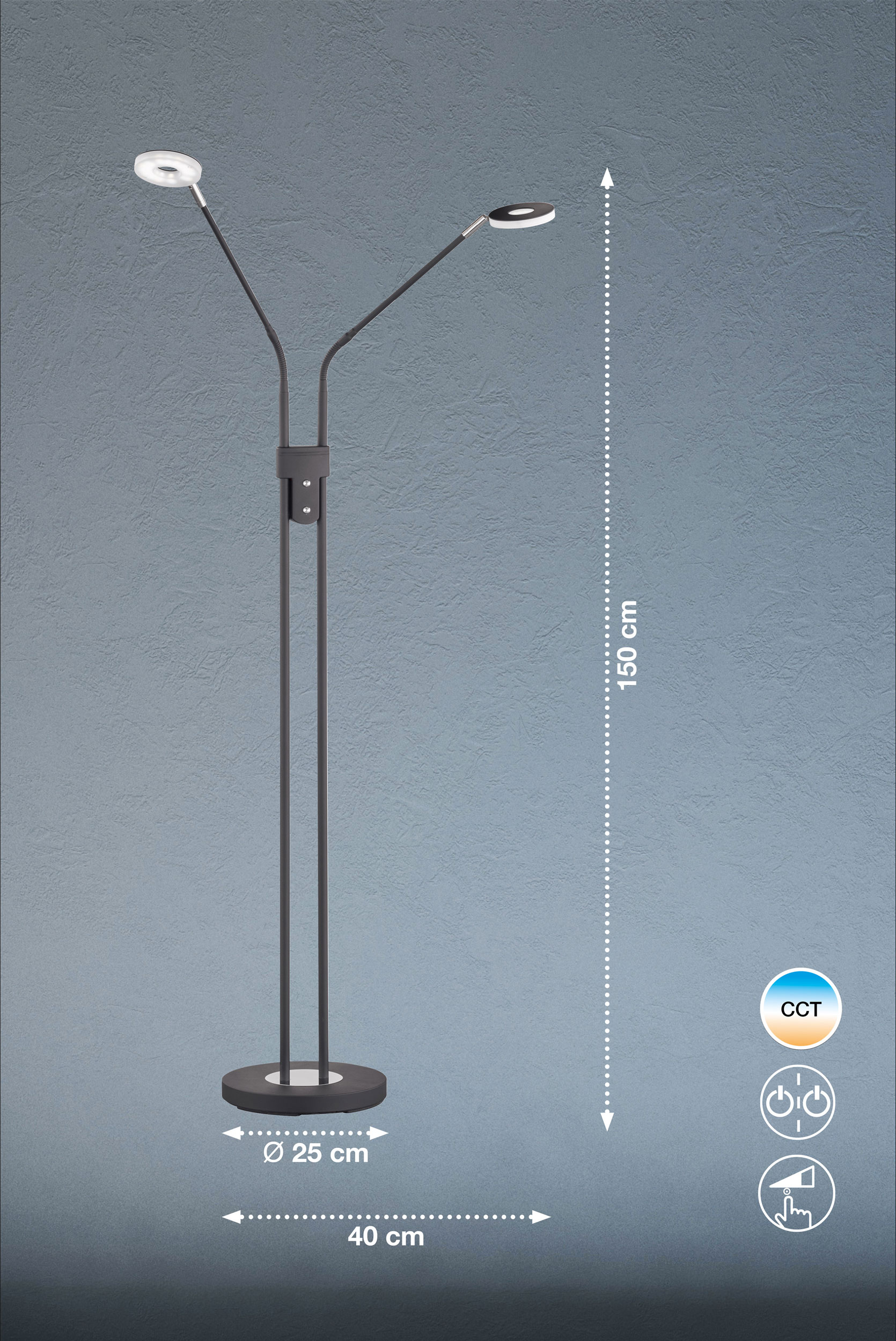 Fischer & HonselLED-Stehleuchte 2flg