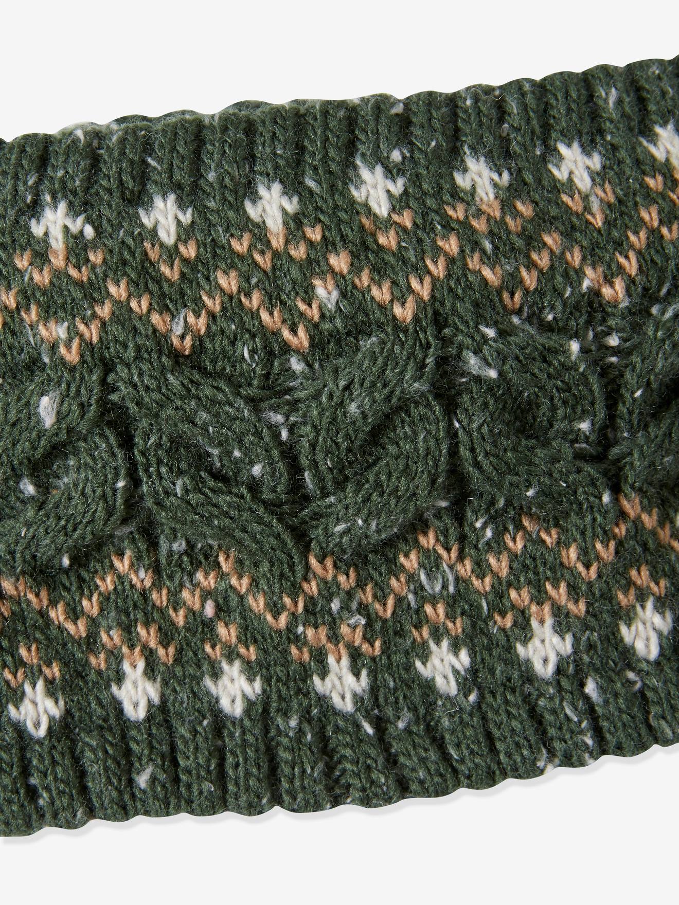 Snood en maille jacquard garçon vert forêt