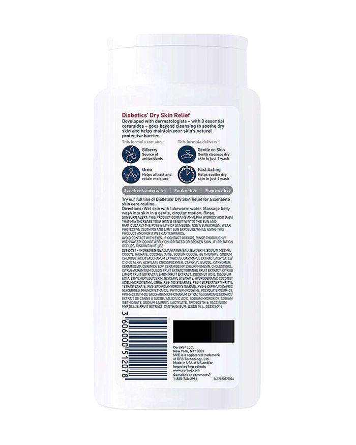 Lotion nettoyante hydratante pour peaux sèches diabétiques
