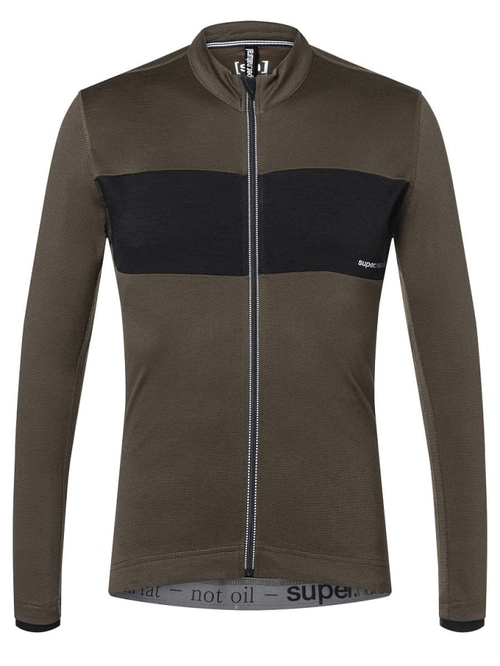 super.natural Merino Fahrradtrikot M GRAVIER LS JERSEY in dunkelbraun - schwarz günstig kaufen