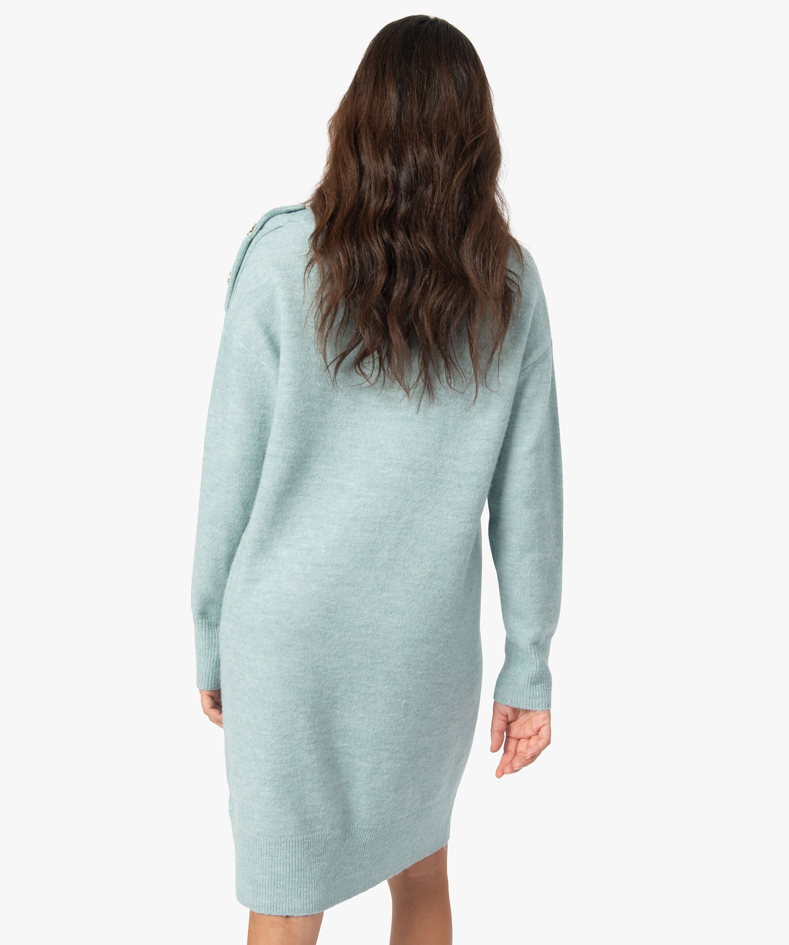 Robe pull femme en maille fantaisie vert clair | GEMO