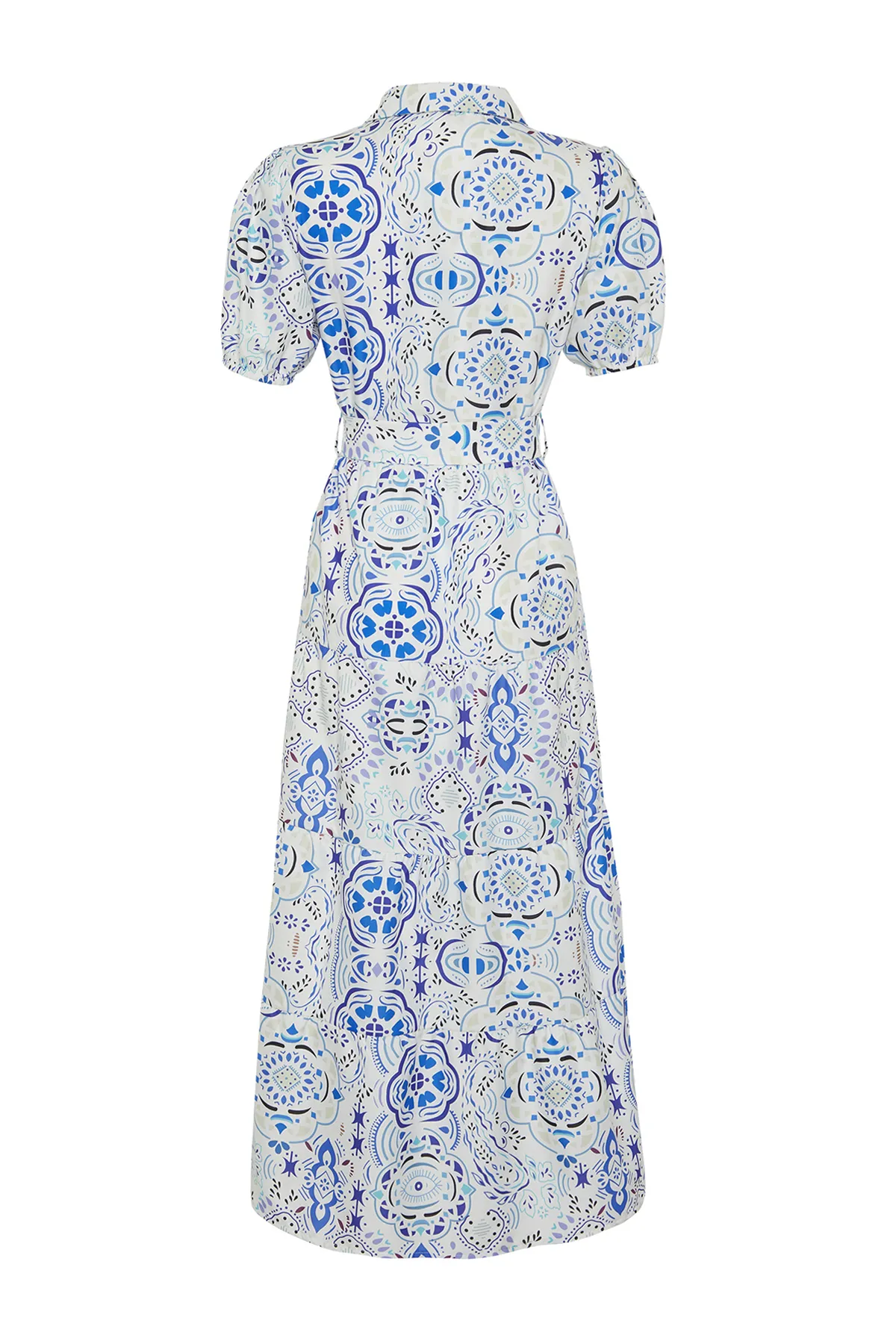Trendyol Collection  Blaues, weit geschnittenes, gewebtes Maxikleid mit Hemdkragen TWOSS24EL00861
