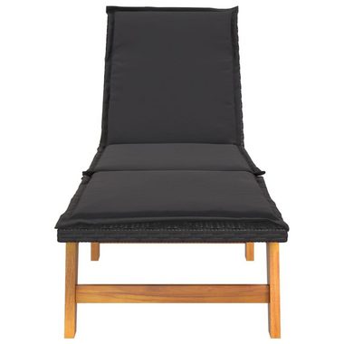 vidaXL Gartenliege Sonnenliege mit Tisch Poly Rattan und Massivholz Akazie, 1 St.