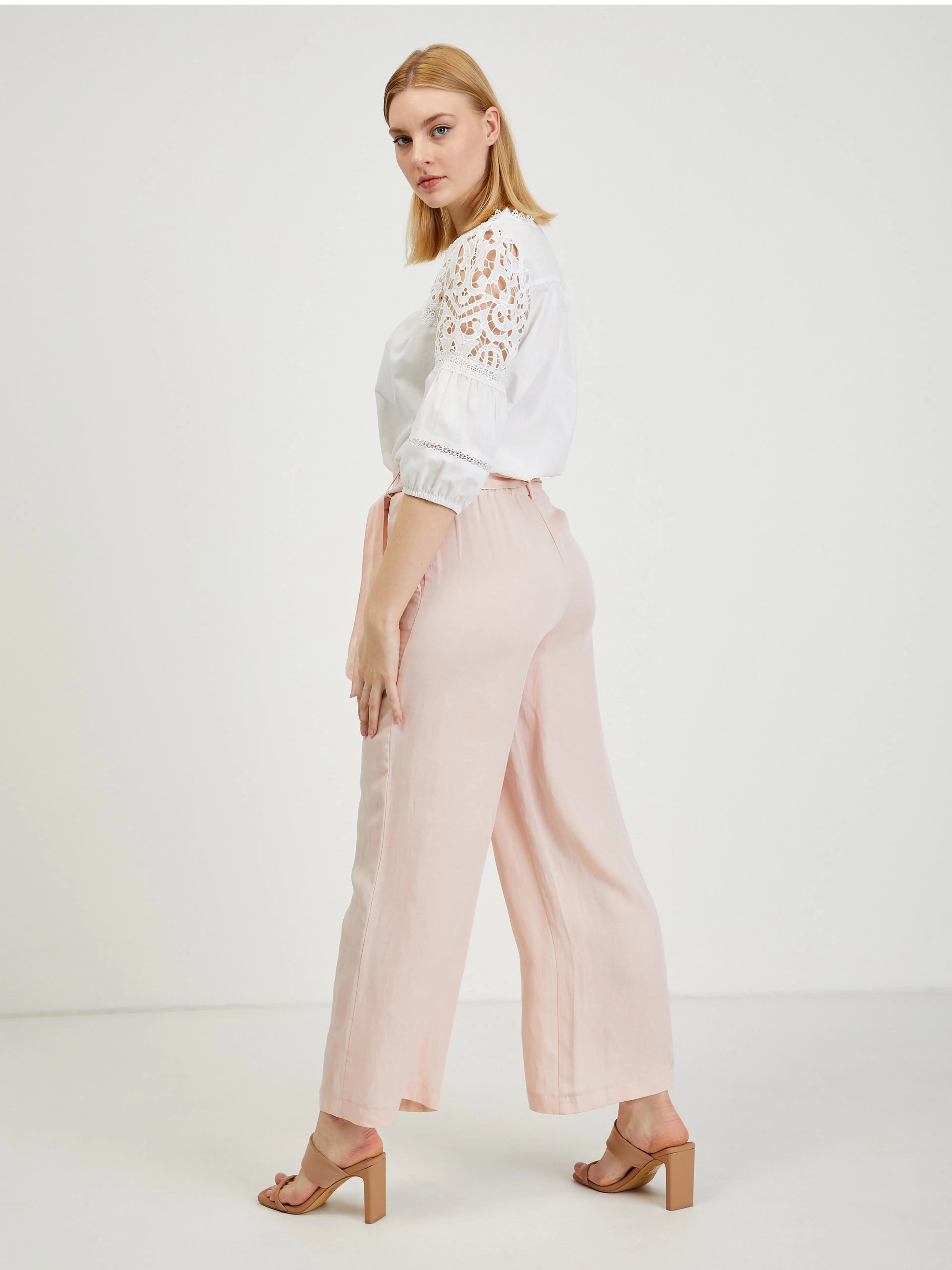 Hellrosa Damenhose mit Leinen ORSAY
