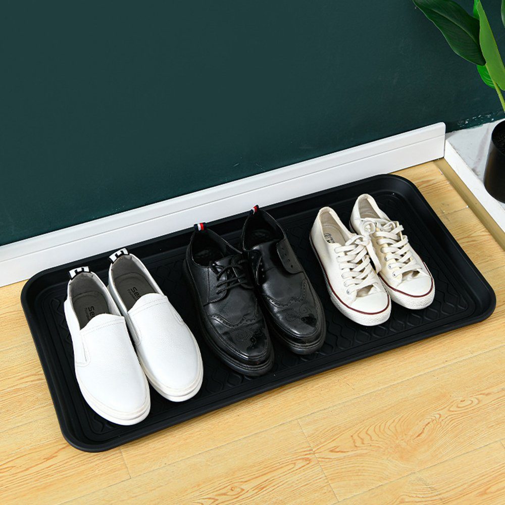 SCOHOME Schuhabtropfschale Schuhtablett Schuhabtropfschale (2-tlg., mit erhöhtem Rand 3.1 x 60 x 40 cm, schwarz), Schuhablage Schuhwanne Schuhbrett Schuhmatte