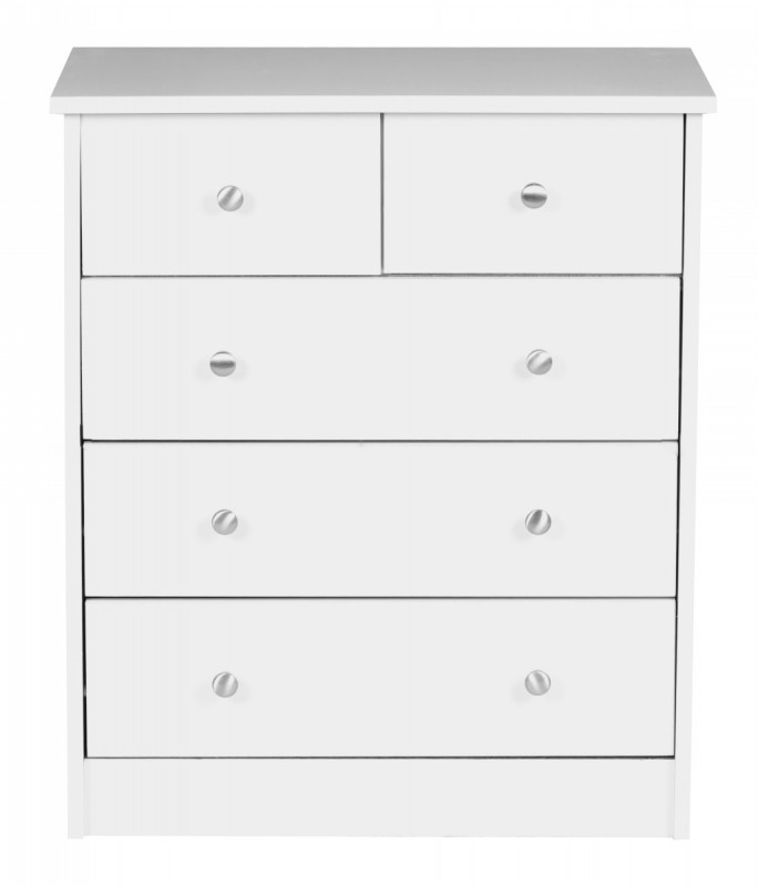 Wohnling Kommode Weiß 60 x 70 x 35 cm Sideboard Anrichte mit 5 Schubläden
