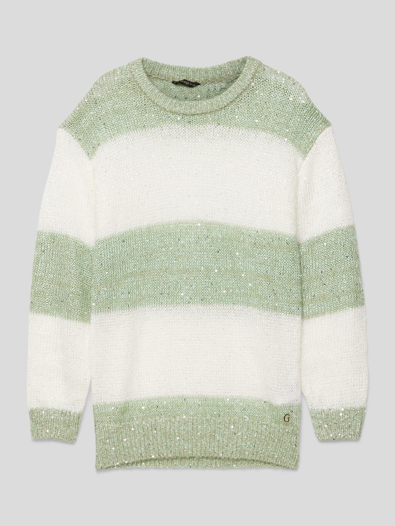 Strickpullover mit Paillettenbesatz in schilf