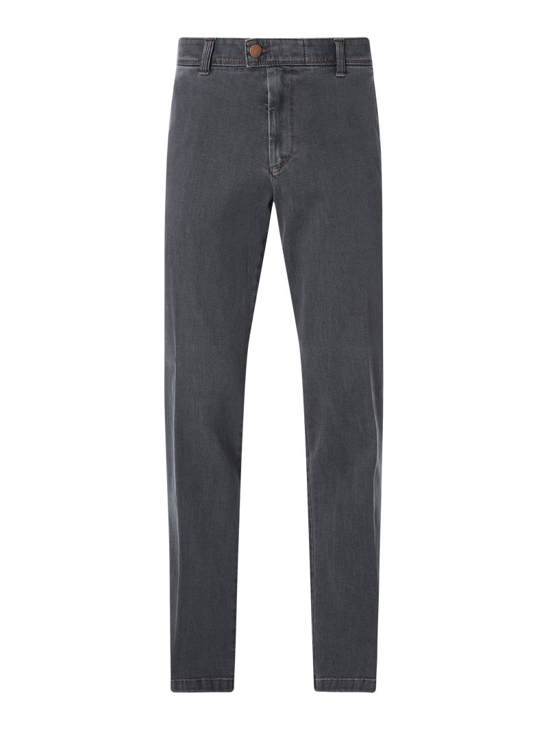 Jeans mit Label-Patch in mittelgrau meliert