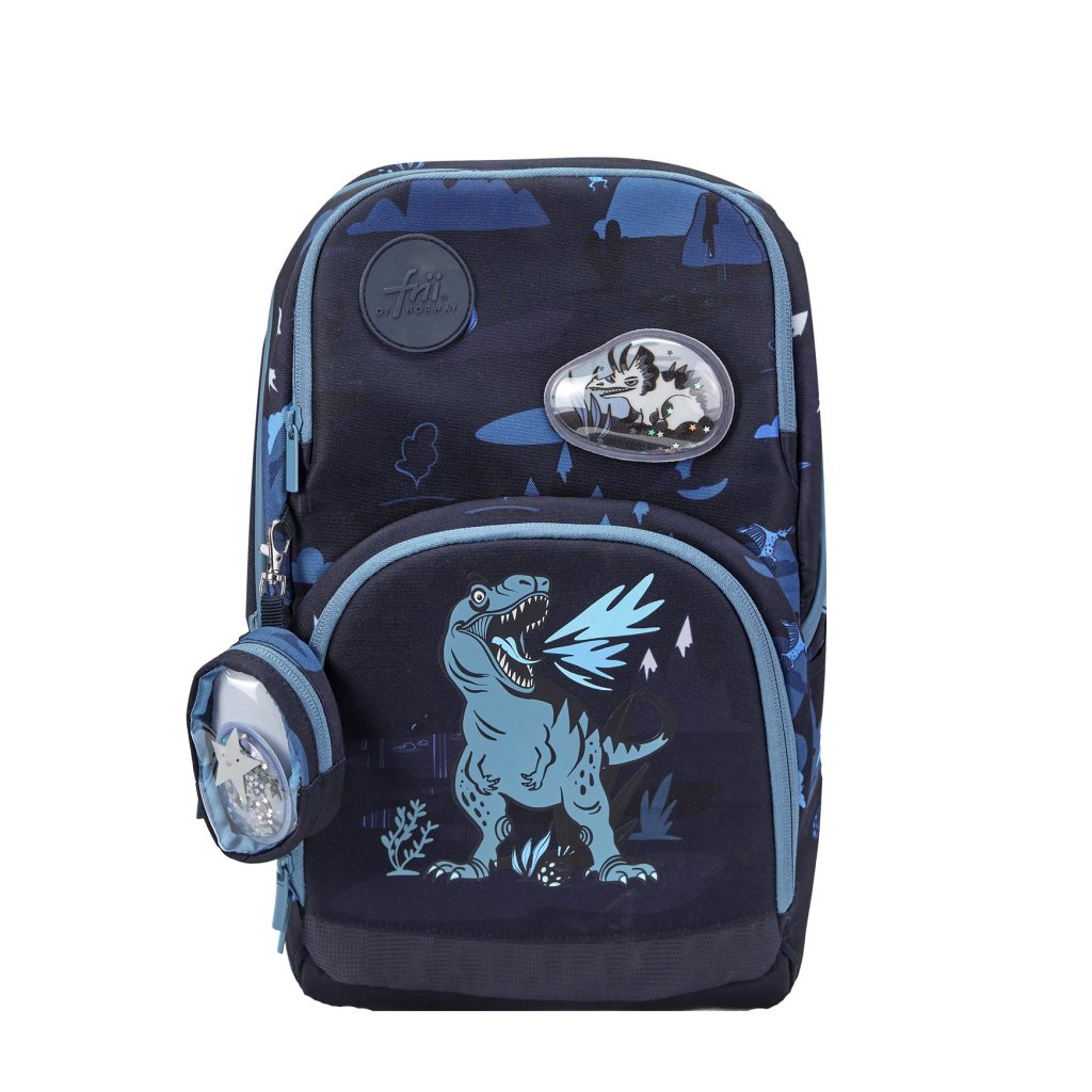 Frii of Norway Ergonomischer Schulrucksack Easy 22l Dinosaurier Dark Blue