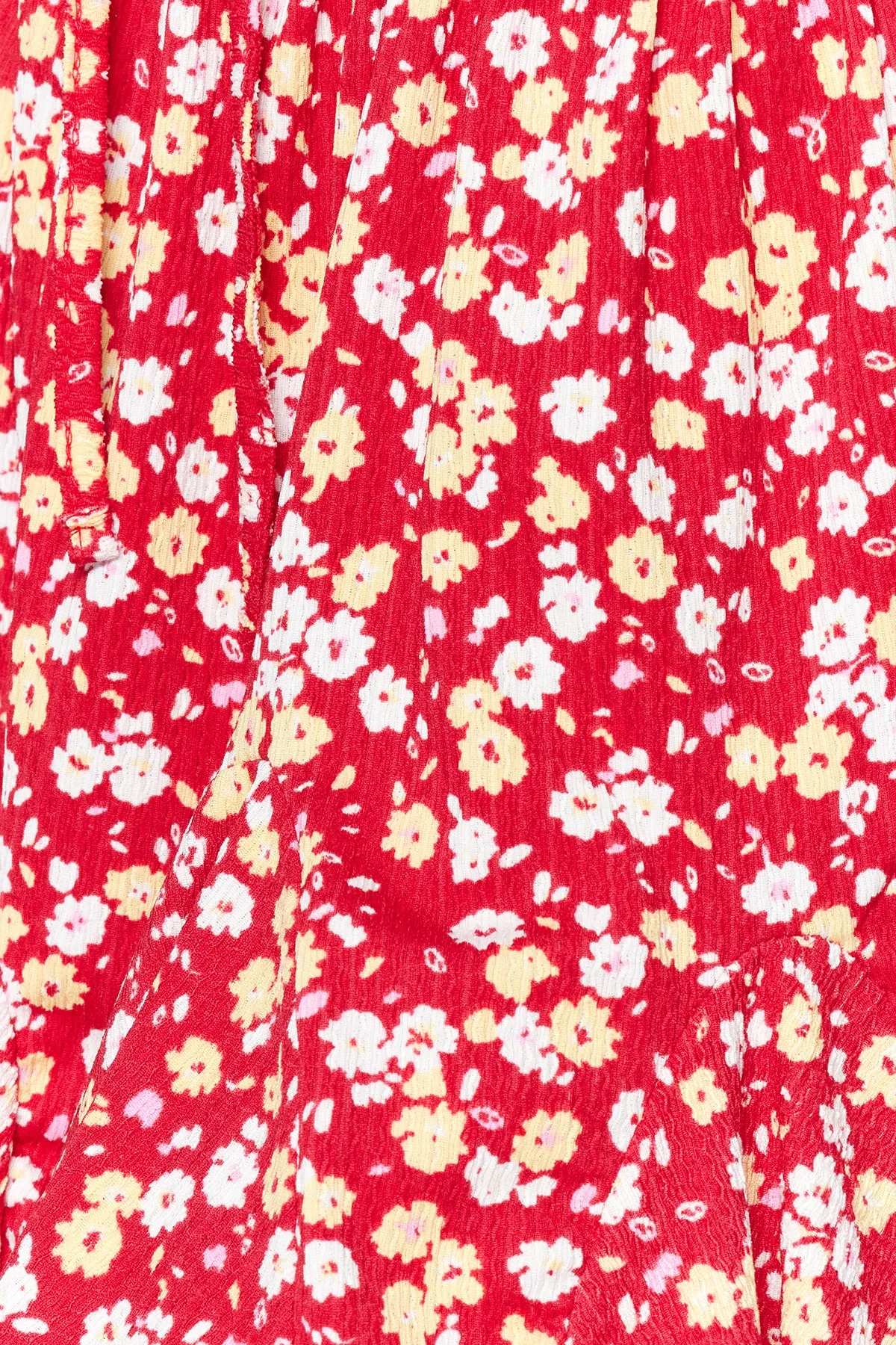Trendyol Collection  Rosa Rock mit Blumenmuster und Rüschen, normaler Taillenbund, Mini-Wickelrock aus Strick TWOSS23ET00297
