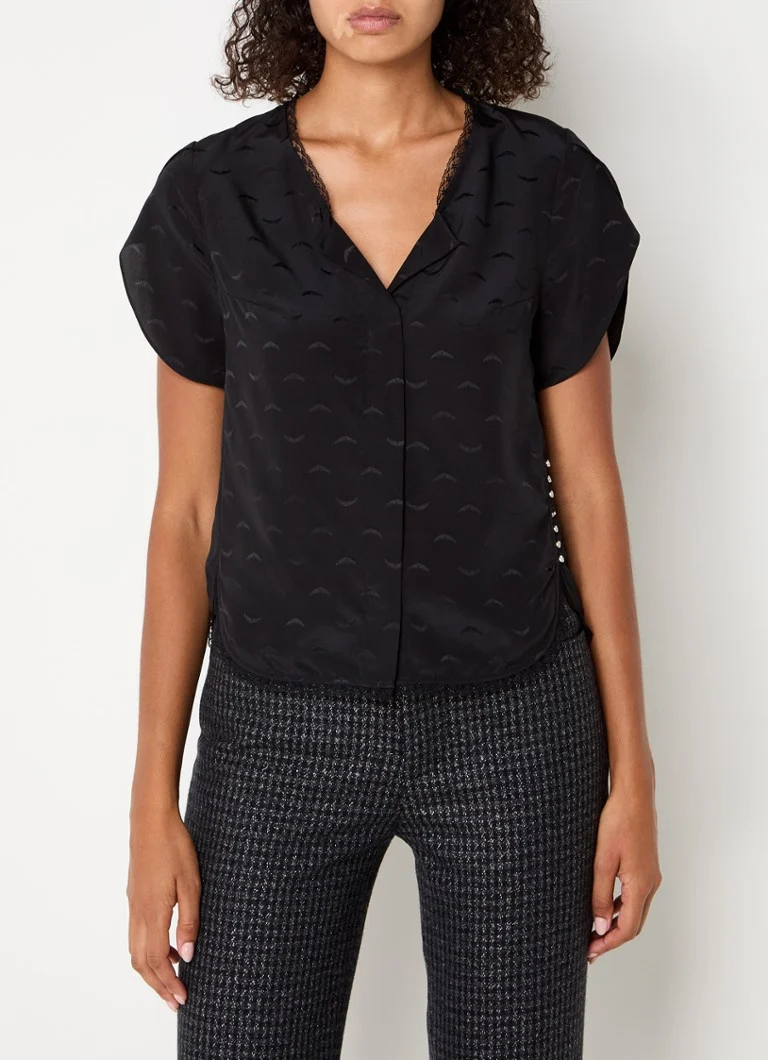 Bluză de mătase Tiffany Zadig&Voltaire cu logo imprimat
