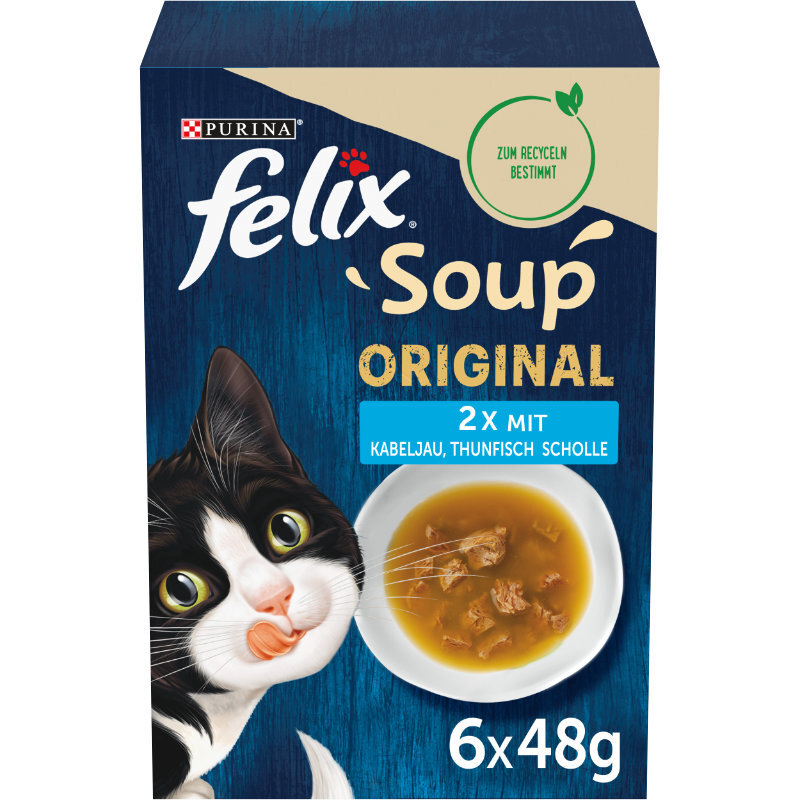Felix Nassfutter Felix Soup Suppe 6x48g Kabeljau, Thunfisch, Scholle