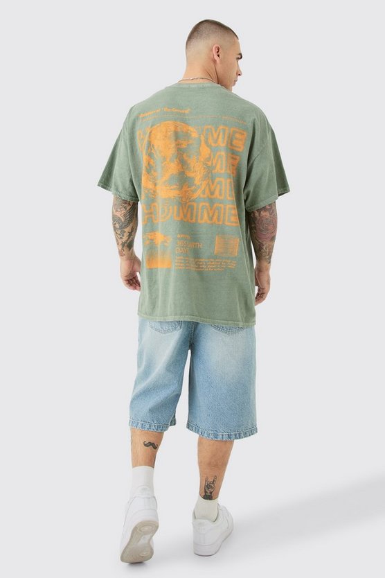 Oversize T-Shirt mit Mond-Print