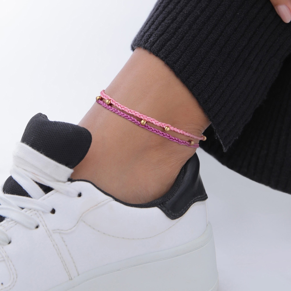Elli Elli Bracelet de Cheville Ensemble de rubans en nylon pour dames - Perles à motif Bijoux
