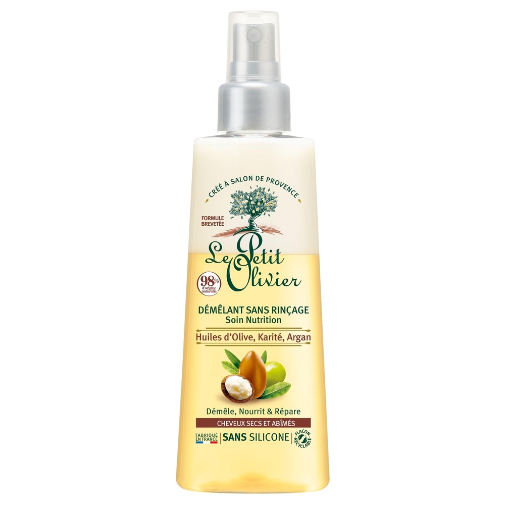 le petit olivier Démêlant Sans Rinçage Soin Nutrition Huiles d'Olive, Karité, Argan Démêlant - Cheveux Secs ou Abîmés