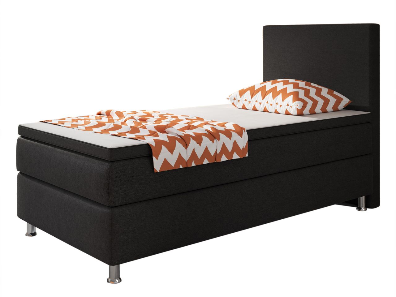 IHG Boxspringbett Berlin 90x200 cm Webstoff Schwarz