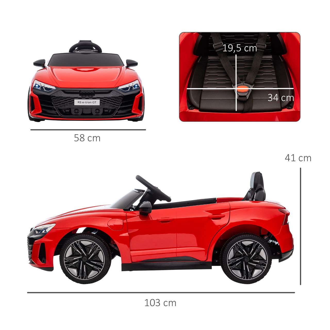 HOMCOM Kinder Elektroauto, Kinderfahrzeug mit Ferbedienung, Kinderauto, Rot